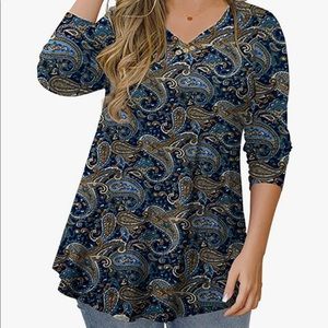 FOLUNSI tunic top floral long sleeve
